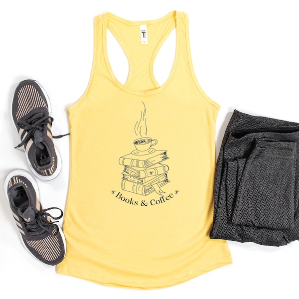 Books And Coffee Tank Top, Book Lover Tank Top, Coffee Lover Tank Top, Coffee Addict Tank Top, Bookworm Tank Top, Women Tank, Racerback Tank