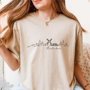 Amsterdam Line Art Shirt, Amsterdam Skyline Shirt, Amsterdam Lover Shirt, Amsterdam Souvenir, Amsterdam Trip Shirt, Amsterdam Travel Shirt