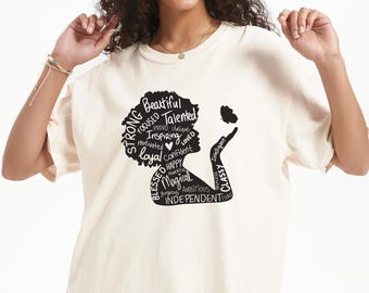 Afro Woman Shirt, Afro Girl Shirt, Powerful Afro Woman Shirt, Black Power Shirt, Black Women Shirt, Black Girl Magic Shirt, Melanin Shirt