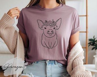 Floral Pig Shirt, Piggy Lover Shirt, Pig Farmer Shirt, Pig Lover Shirt, Farm Shirt, Pig Owner Shirt, Pig Mom Shirt, Cute Pig Shirt