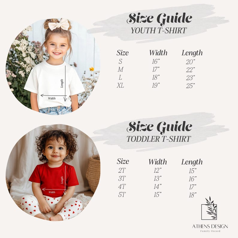 a child's size guide for a toddler