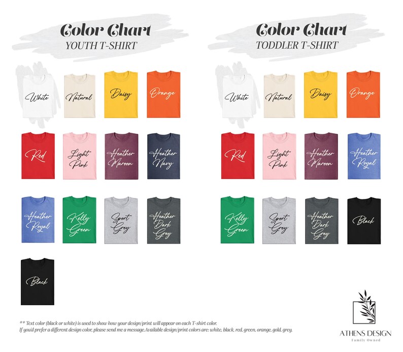 the color chart for a women's shirt