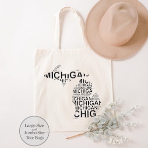 Michigan Tote Bag, Michigan Map Tote Bag, Michigan Lover Tote Bag, Michigan Souvenir, Michigan Trip Tote Bag, Michigan Gift Bag