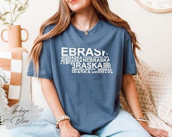Nebraska State Map Shirt, Nebraska Lover T-Shirt, Nebraska Souvenir, Nebraska Trip Gift, Nebraska Travel Graphic Tee, Cornhusker State Tee