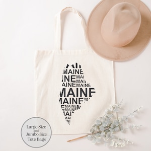 Maine Tote Bag, Maine Map Tote Bag, Maine Trip Tote Bag, Maine Souvenir, Maine Travel Tote Bag, Maine Gift Bag, Maine Lover Tote Bag