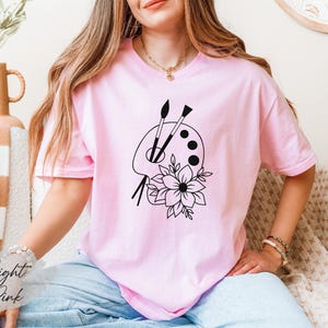 Floral Paints And Painting Brushes Shirt, Painting Lover Shirt, Art Lover Shirt, Artist Shirt, Art Teacher Shirt, Painter Shirt