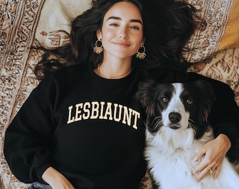 Lesbiaunt Sweatshirt, Collegiate Sweatshirt for Lesbian Aunt, Pregnancy Announcement Sweater for Sister, LGBTQ Family Top