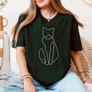 Cat Line Art Shirt, Cat Silhouette Shirt, Cat Lover Shirt, Minimalist Cat Tee, Cat Mom Shirt, Cat Dad Shirt, Cat Lover Gift, Cat Drawing Tee image 4
