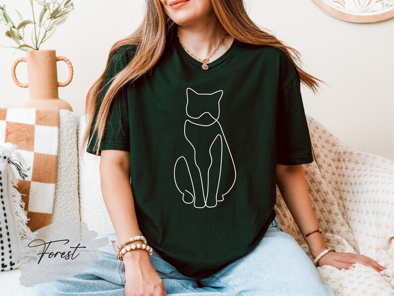 Cat Line Art Shirt, Cat Silhouette Shirt, Cat Lover Shirt, Minimalist Cat Tee, Cat Mom Shirt, Cat Dad Shirt, Cat Lover Gift, Cat Drawing Tee image 4