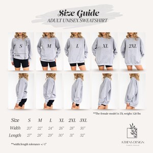 a woman's size guide for a sweatshirt