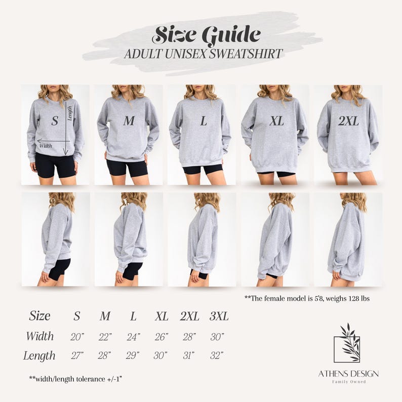 a woman's size guide for a sweatshirt