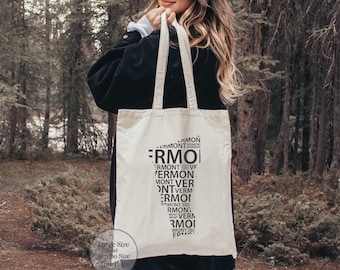 Vermont Tote Bag, Vermont Map Tote Bag, Vermont Lover Tote Bag, Vermont Trip Tote Bag, Vermont Gift Bag, Vermont Souvenir, Vermont Travel