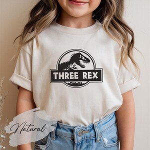 Three Rex Shirt, Three Years Old Shirt, Third Birthday Shirt, Dinosaur Family Shirt, Dinosaur Lover Shirt, 3rd Birthday Gift, Little Brother zdjęcie 3