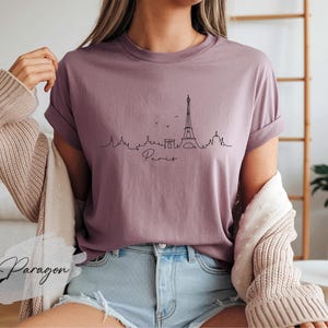 Paris Line Art Shirt, Paris Skyline Shirt, Paris Lover Shirt, Paris Souvenir, Paris Trip Shirt, Paris Travel Shirt, Paris Vacation Shirt image 1