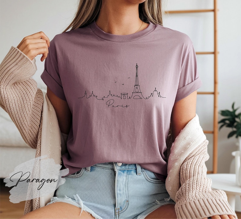 Paris Line Art Shirt, Paris Skyline Shirt, Paris Lover Shirt, Paris Souvenir, Paris Trip Shirt, Paris Travel Shirt, Paris Vacation Shirt image 1