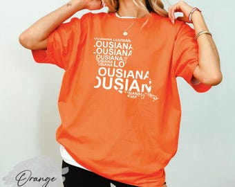 Louisiana State Map Shirt, Louisiana Lover Shirt, Pelican State Graphic Tee, Louisiana Travel Souvenir, Louisiana Local Pride Shirt