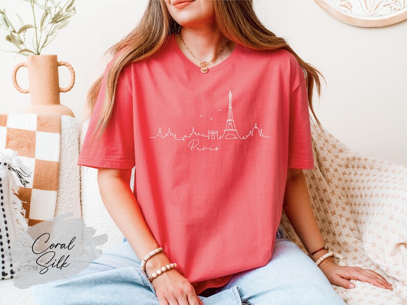 Paris Line Art Shirt, Paris Skyline Shirt, Paris Lover Shirt, Paris Souvenir, Paris Trip Shirt, Paris Travel Shirt, Paris Vacation Shirt image 3