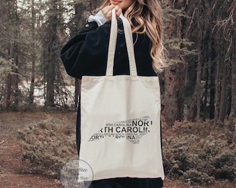 North Carolina Tote Bag, North Carolina Map Tote Bag, North Carolina Lover Tote Bag. North Carolina Souvenir, North Carolina Trip Tote Bag