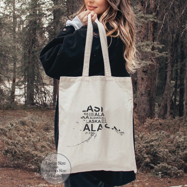 Alaska Tote Bag, Alaska Map Tote Bag, Alaska Lover Tote Bag, Alaska Souvenir, Alaska Gift Bag, Alaska Trip Tote Bag, Alaska Travel Tote Bag