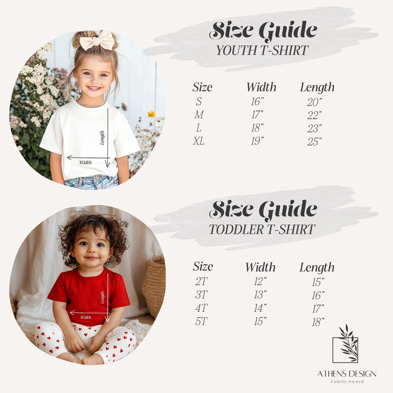 a child's size guide for a toddler