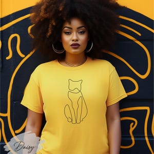 Cat Line Art Shirt, Cat Silhouette Shirt, Cat Lover Shirt, Minimalist Cat Tee, Cat Mom Shirt, Cat Dad Shirt, Cat Lover Gift, Cat Drawing Tee image 3