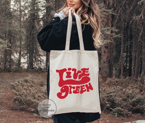 Live Green Tote Bag, Vegan Tote Bag, Eco Conscious Bag, Zero Waste Tote Bag, Go Green Tote Bag, Eco Friendly Gift, Reusable Canvas Tote