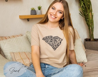 South Carolina State Map Shirt, South Carolina Travel Gift, South Carolina Lover Shirt, South Carolina Souvenir, SC Trip Tee, Palmetto State