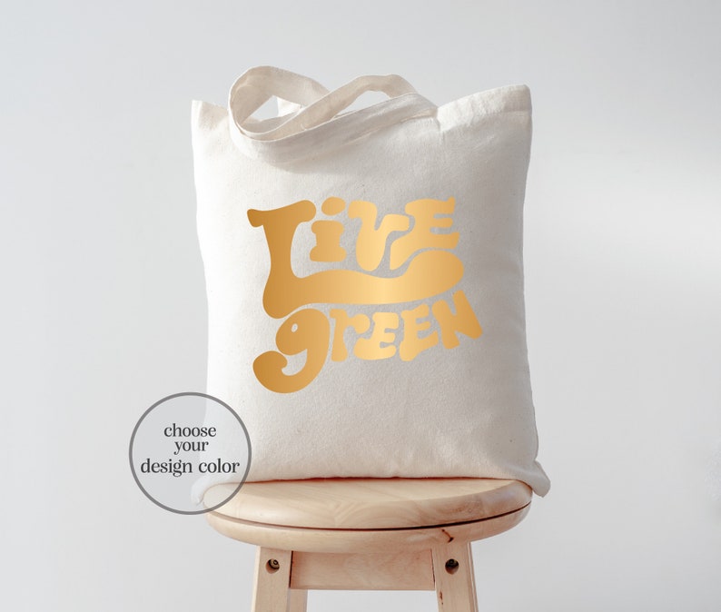 Live Green Tote Bag, Vegan Tote Bag, Eco Conscious Bag, Zero Waste Tote Bag, Go Green Tote Bag, Eco Friendly Gift, Reusable Canvas Tote image 3