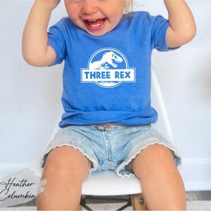 Three Rex Shirt, Three Years Old Shirt, Third Birthday Shirt, Dinosaur Family Shirt, Dinosaur Lover Shirt, 3rd Birthday Gift, Little Brother zdjęcie 2