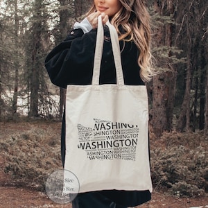 Washington Tote Bag, Washington Map Tote Bag, Washington Souvenir, Washington Trip Tote Bag, Washington Lover Tote Bag, Washington Travel