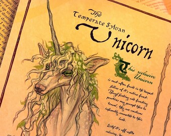 Fantasy Unicorn Printable – Medieval Creature Art for Spellbooks, RPG Rooms, or Gothic Gallery Walls