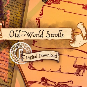 Old World Scroll Banners Vol.1 - Vintage Scrolls Clip Art para artículos de papelería, arte y accesorios
