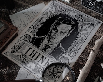 Jim Moriarty Art Print, Steampunk Dark Academia Decor (Digital Download)
