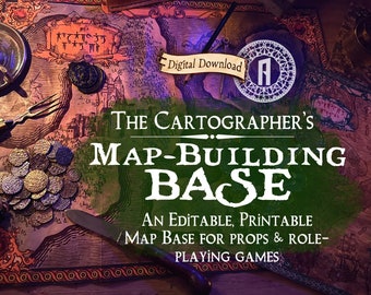 Printable Fantasy Map Base Template - Editable Cartographer Map for D&D and Worldbuilding (Digital Download)