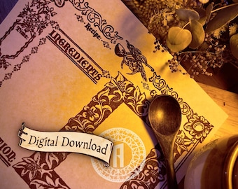 Printable Cookbook Template - Recipe Book Template Pages, Hobbit Book And Victorian Inspired