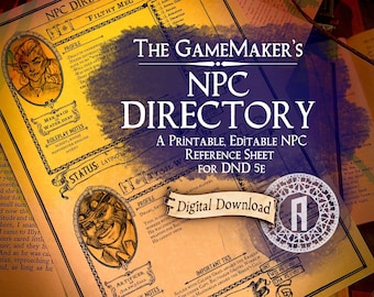 Printable DnD NPC Sheet – Editable Directory for Dungeon Masters
