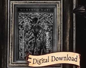 Memento Mori Art Grimoire Printable Wall Art, Dark Academia Decor