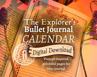 Vintage Bullet Journal Calendar Kit-  Fantasy, Steampunk Planner Pages