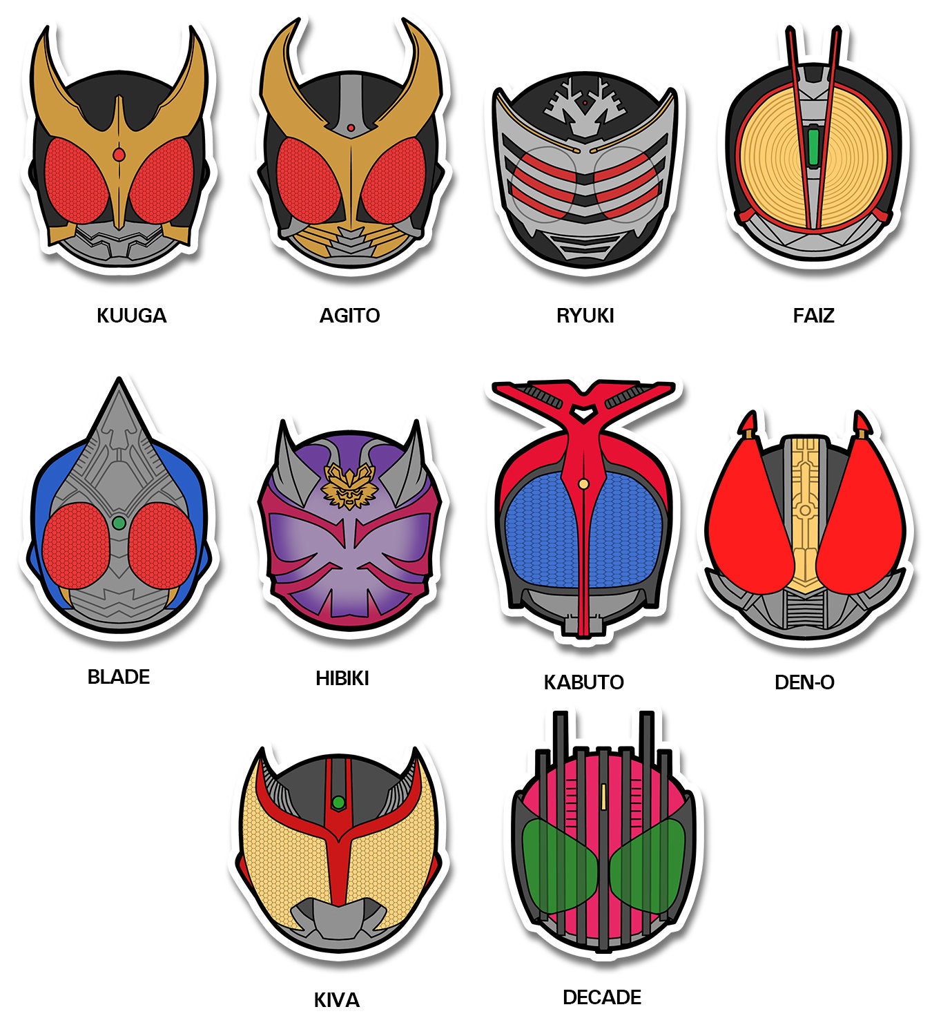 仮面ライダー平成第1期 ビニールステッカー - Etsy 日本