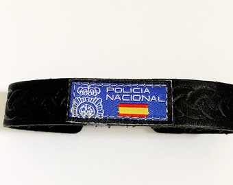 Pulsera Policia Nacional Española, pulsera cuero, policia nacional, españa, elastica, regalo, accesorios, complementos, hombre, mujer