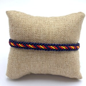 Blauwe Spaanse vlag gevlochten armband met leren sluiting, verstelbaar, nieuwe, Spaanse armband, man, vrouw, cadeau, sieraden