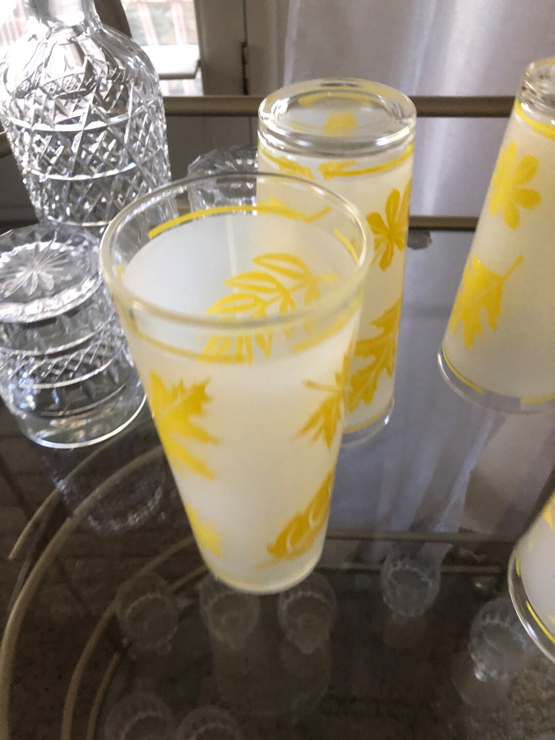 Mid Century Frosted Glass Tumblers Set of 6 Etsy