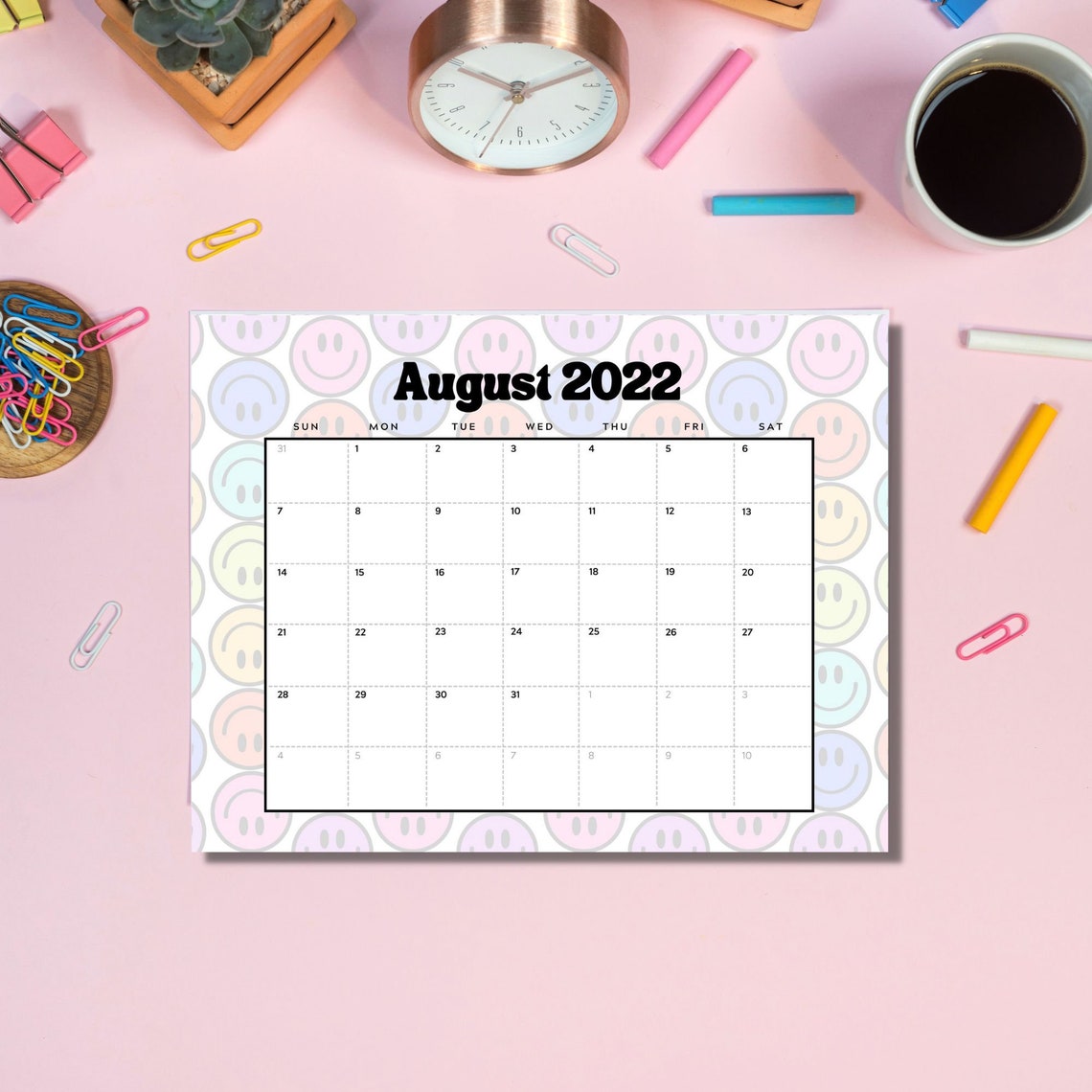 Smiley Planner Set Monthly Calendar January Etsy