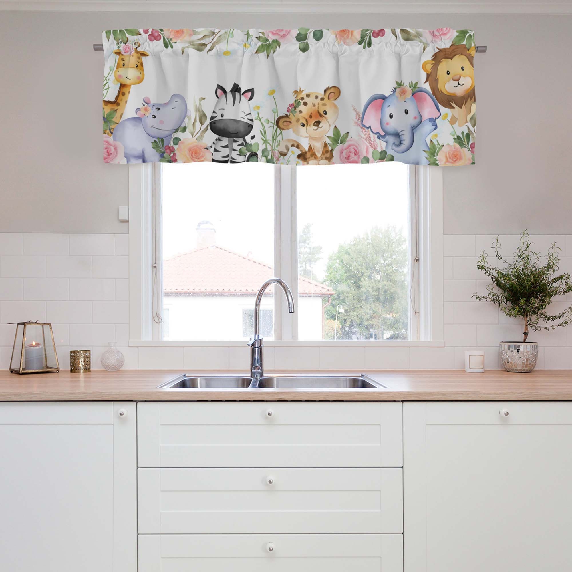 Baby Safari Animals Nursery Window Valances Etsy UK