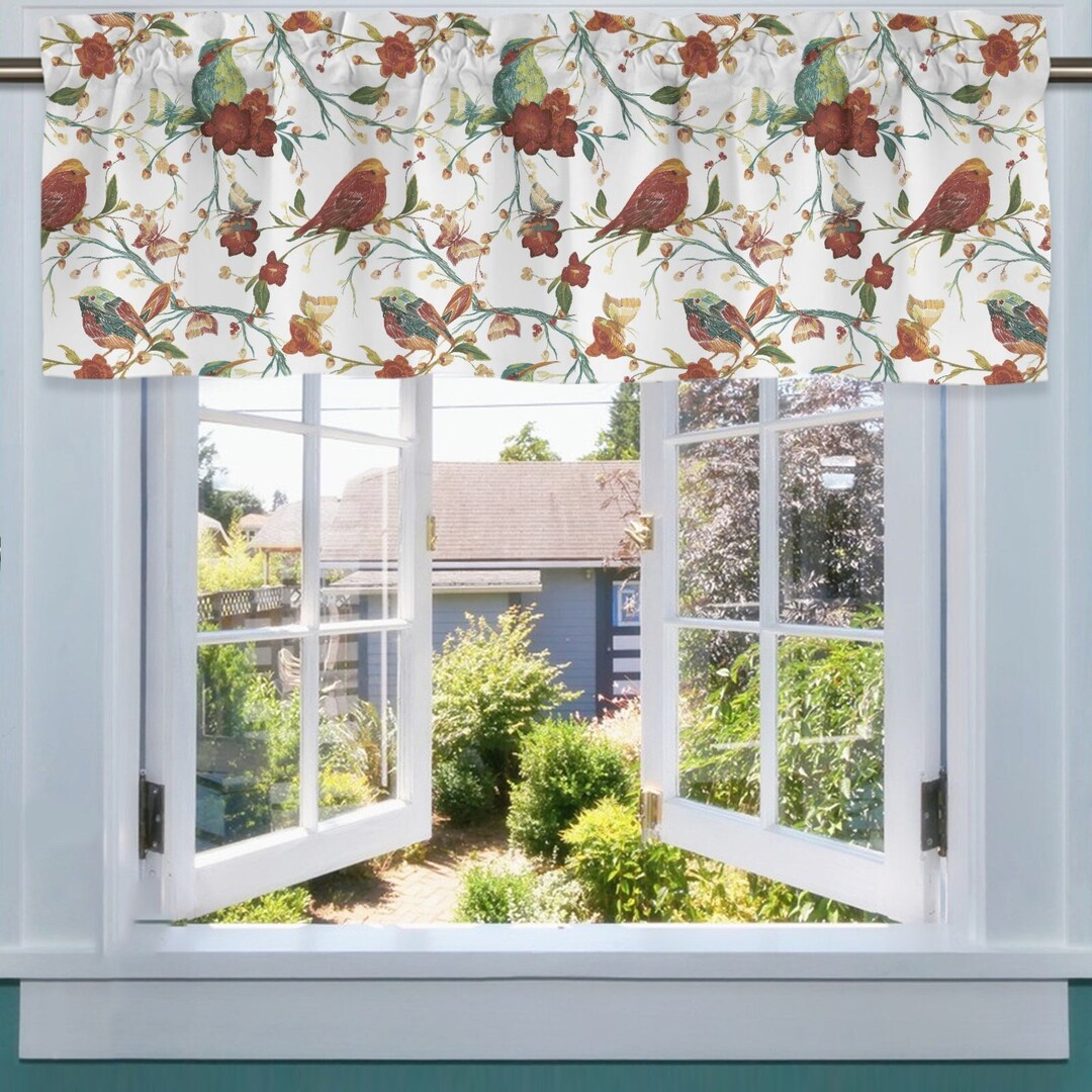 Birds Valances for Window Rod Pocket Vintage Valance Curtain Etsy