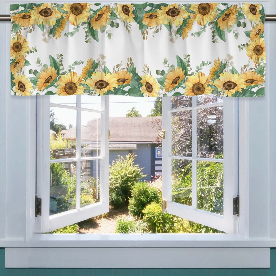 Retro Sunflowers Kitchen Valances 54''x18'' Etsy