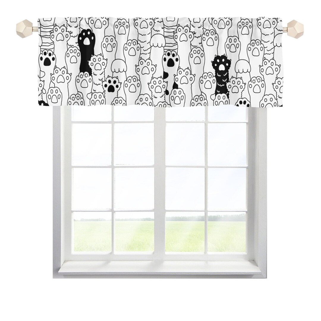 Cat Paws Valances for Window Rod Pocket Cute Valance Curtain Etsy