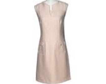 Karl Lagerfeld 00s Pink Knit Sheath Fringed Trim Sleeveless V-neck