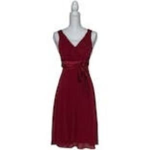 Evan-Picone 90s Size 6p Red Fit And Flare Chiffon Dress