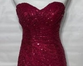 La Femme Red Strapless Sequin Gown. Size 2